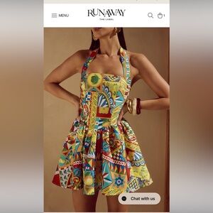 Vibrant Yellow Multi-Pattern Halter Sundress